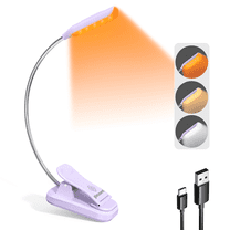 Glocusent Mini Rechargeable 10 LED Amber Book Light for Reading in Bed, Eye-Care Clip On Reading Light Up to 80 Hrs, 3 Dimmable Brightness X 3 Color Modes, Perfect Little Book Light for Readers & Kids