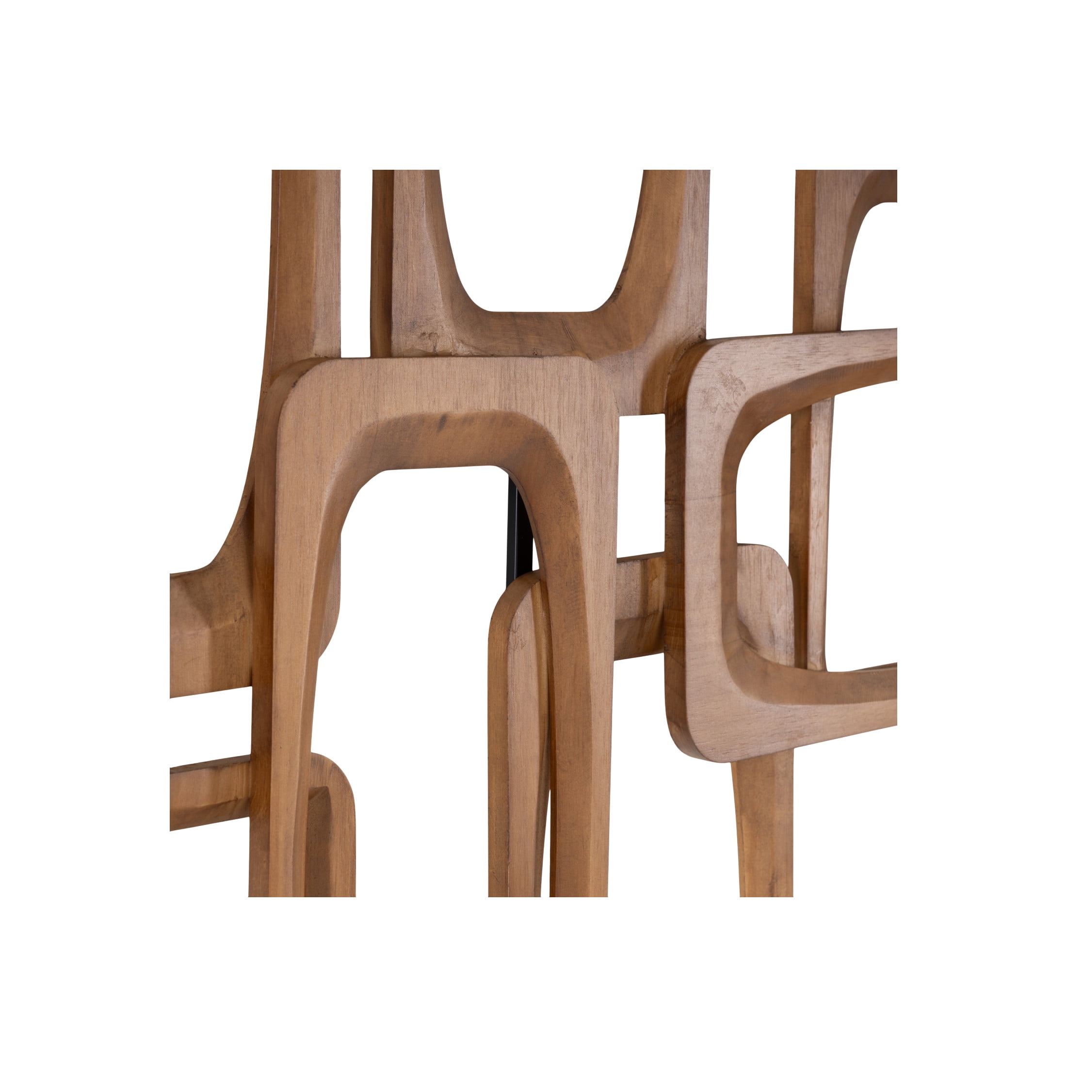 DecMode Brown Wood Handmade Intertwined Rectangles Geometric Wall Decor