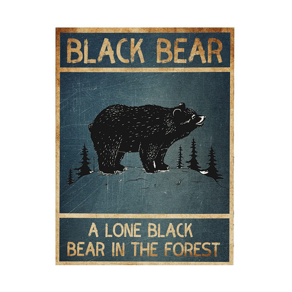 fastboy 2 Pack Animal Print Black Bear Hanging Painting with Frame Thick Decorative Pictures Detachable Paintings Home Decoration