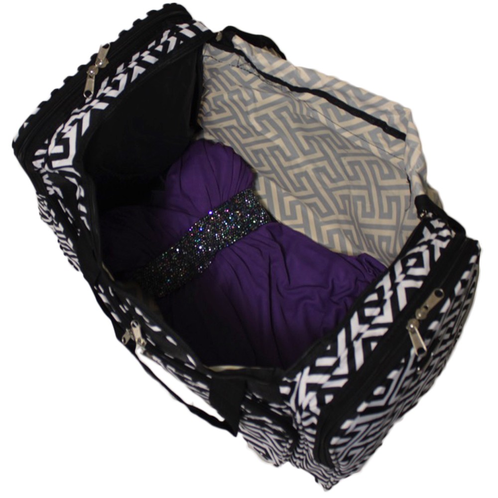 CalBags Classic Prints 16-inch Shoulder Carry-on Duffel Bag - Greek Key Black White
