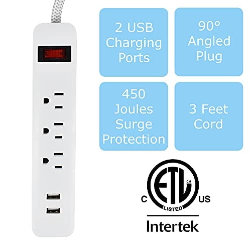 J.VOLT 1623 Regleta de alimentación con puertos USB, 3 tomacorrientes