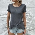 thumbnail image 2 of T Shirts for Women Slim Fit Peplum Short Sleeved Top Blouse T-Shirt Tops Dark Gray M, 2 of 4