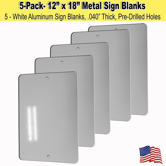 12” x 18” Metal Sign Blank – White Aluminum - .040” (5)