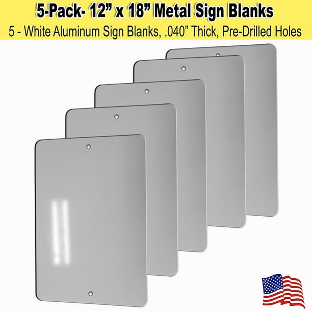 12” x 18” Metal Sign Blank – White Aluminum - .040” (5) - Walmart.com