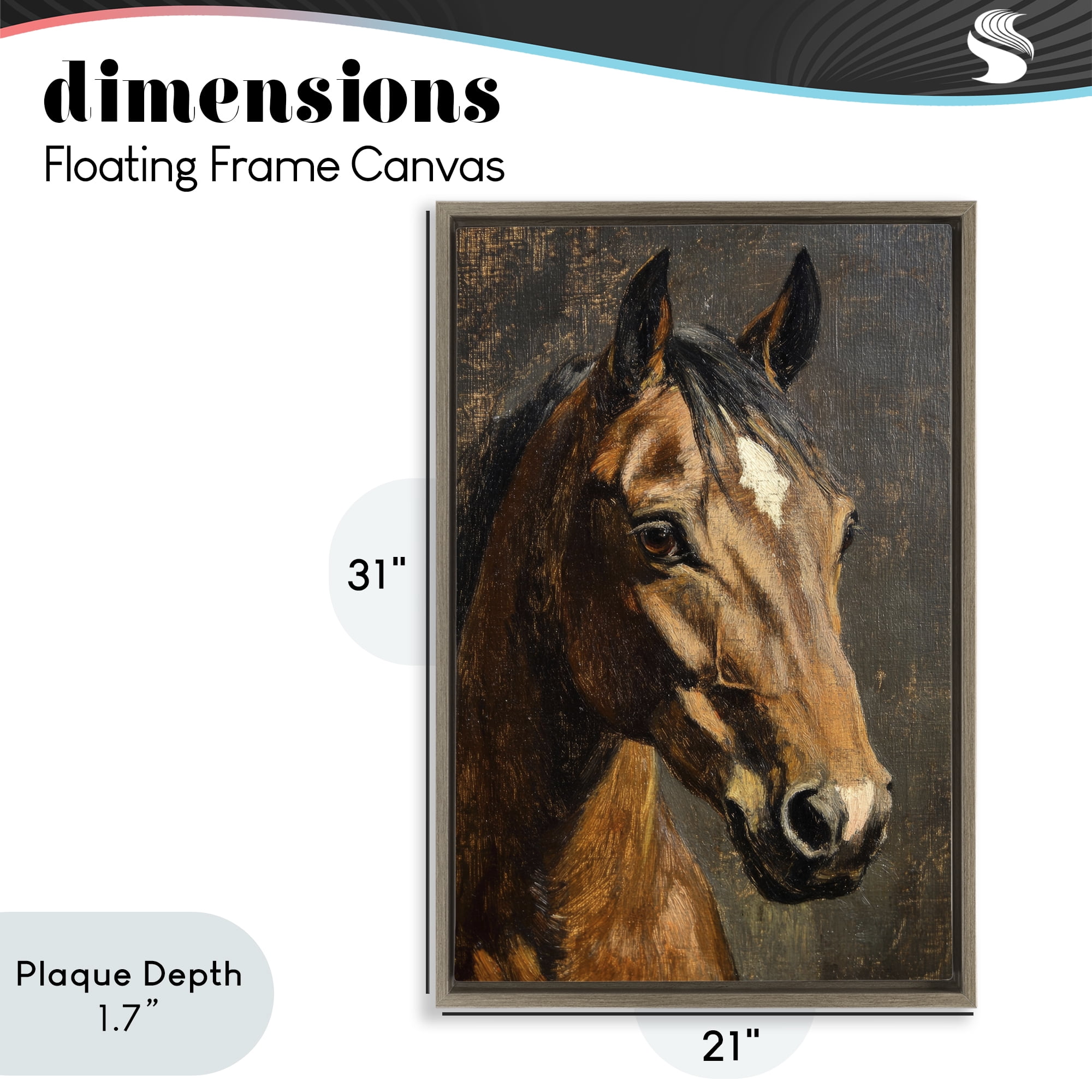 Stupell Industries Horse Portrait Study Brown Framed Floater Canvas Wall Art, design by Petal Prints Design