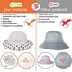 thumbnail image 5 of Sombrero de algodón tipo cubo para niños, sombrero de verano para niños con protección solar UPF50, ala ancha, color beige, 5 of 5