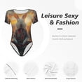 thumbnail image 4 of Balery Flower Meditating Rabbit Body de cuello redondo de manga corta para mujer Tops de manga corta Tops básicos-Small, 4 of 7