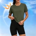 thumbnail image 2 of CYMMPU Women's UPF 50+ Sun Protection Ice Silk Short Sleeve Tee, Quick Dry Breathable Athletic Top for Hiking Workout Travel Army Green S, 2 of 9