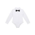 thumbnail image 3 of CHICTRY Kids Boys Latin Prom Dance Leotard Long Sleeve Shirt Romper Bodysuit Stage Performance Dancewear A White 12, 3 of 7