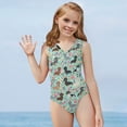 thumbnail image 2 of SEANATIVE Quick Dry Bathing Suit One Piece Floral Dachshund Sleeveless Girls Swimsuit Size 3-4 Skin-Friendly Kids Cover Ups for Swimwear Girls, 2 of 7