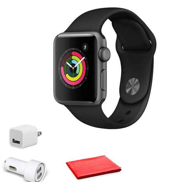 Apple Watch Series 3 GPS, 42mm Space Gray + Black Sport Band with USB  Adapter (New-Open Box)