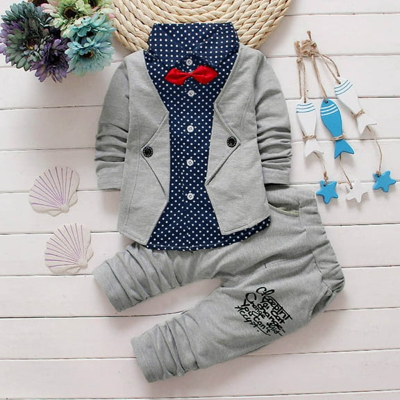 gljltg Boy Gentry Clothes Set for 1-4 Years Old,Kid Baby Toddler Boys Formal Party Christening Wedding Tuxedo Bow Suit