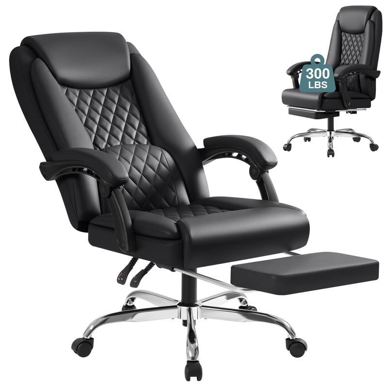 Homall Home Office Chair Adjustable Executive Leather Chair With Arms Ergonomic High Back Cushion Lumbar Back Support Computer Desk Chair,Black