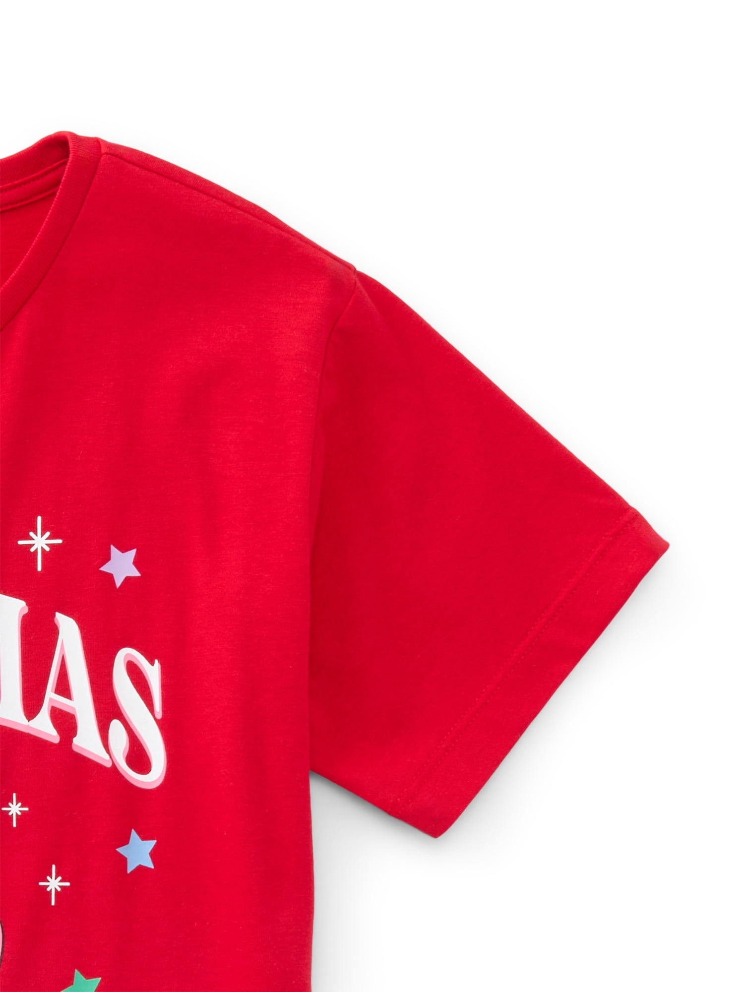 Lilo and Stitch Happy Stitchmas Girls Graphic Tee with Short Sleeves, Sizes 4-16