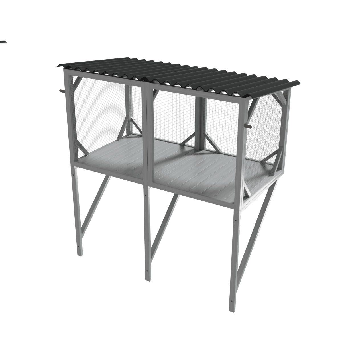 LuckyNote Cat Window Perch for Large Indoor Cats, Wooden Catio with 270° View, 55 lbs Capacity, for Sunbathing & Napping, Grey
