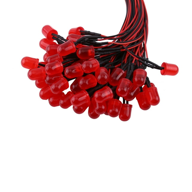 Diodo emisor de luz NikouMX 50 piezas de diodos emisores de alambre DC12V precableados lente difusa