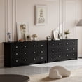 thumbnail image 2 of Vineego 47'' Wide Double Dresser, Rustic Modern Chest of 6 Drawers for Bedroom or Nursery Storage, Black, 2 of 7