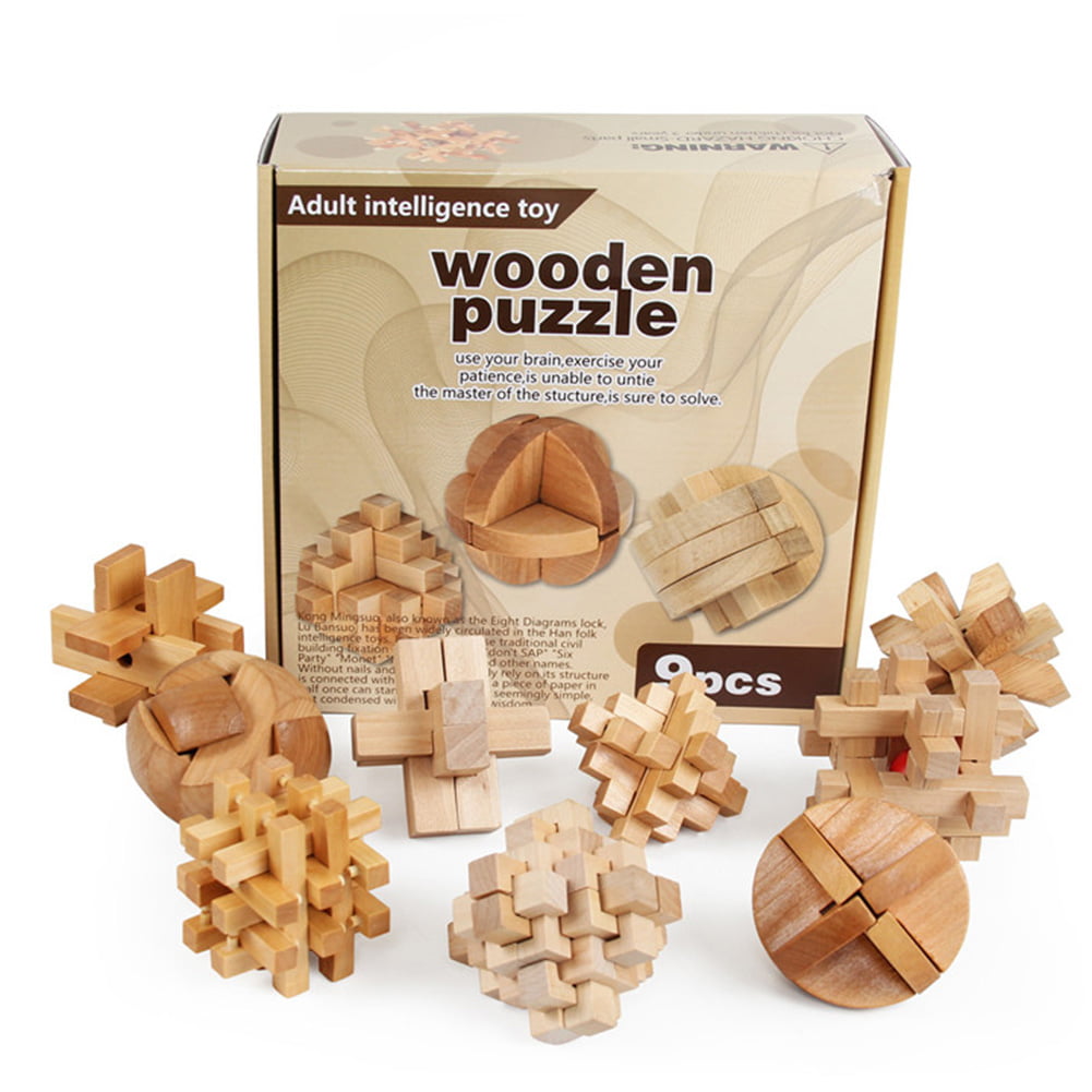 Puzzle Game Montessori Educational Box For Adult Kids Wooden Toys Kong Ming.L ^x 