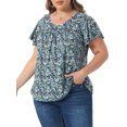 thumbnail image 2 of DARING DIVA Women's Plus Ruffle Boho Floral T Shirt 4X Navy Blue, 2 of 6