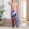 thumbnail image 2 of Fuzoiu Neon Skull With Milkshake Print Men's Pajama Pants,Lounge Pants for Men,Lounge PJ Bottoms,Sleepwear Pants with Drawstring Pockets -Medium, 2 of 6