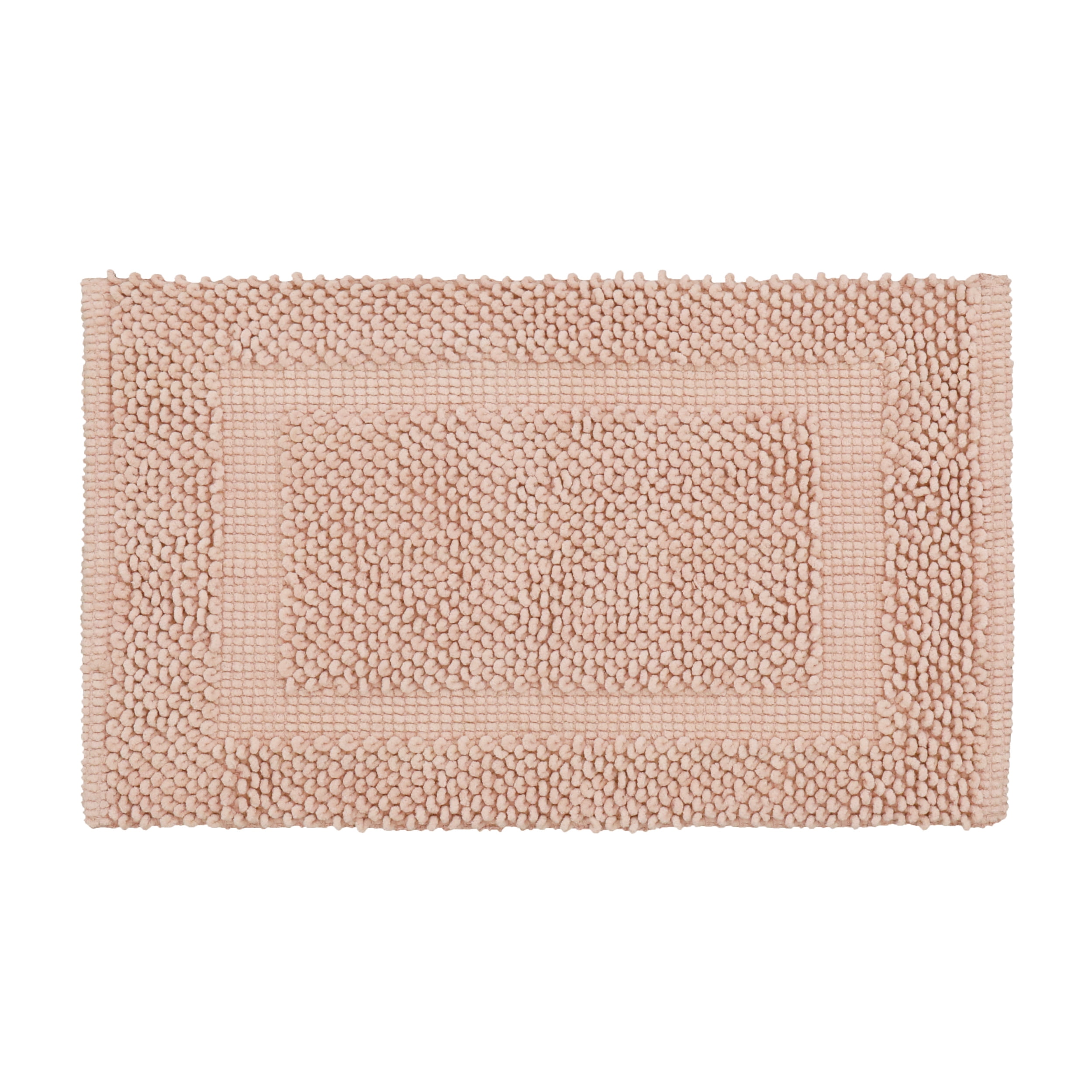 Jean Pierre New York Sophie Border 100% Cotton Bath Mat - Non-Slip Bath Rug - Pink Dusty Rose - 20" x 32"