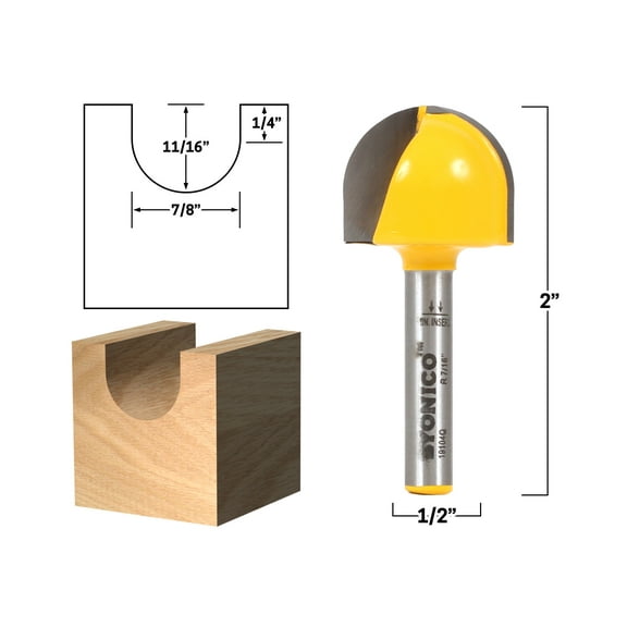 Yonico 7/8" Diameter Core Box Router Bit - 1/4" Shank - 19104q