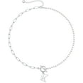thumbnail image 1 of Gold Initial Pearl Necklace for Women, 14K Gold Plated Paperclip Link Chain Necklace Choker Toggle Clasp Necklace Dainty Pearl Chain Necklace Initial Pendant Necklaces for Women Gold Jewelry Gifts, 1 of 13