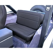 Rugged Ridge by RealTruck Fold & Tumble Seat for Jeep CJ/Wrangler YJ | Rear, Black Denim, Powder Coated Steel Frame | 13462.15 | Compatible with 1976-1995 Jeep CJ & Wrangler YJ