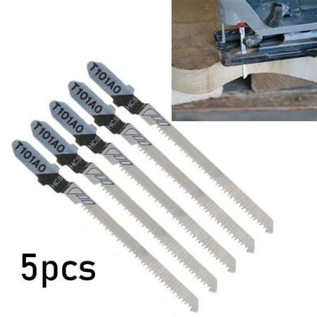 

M&YQ 5pcs T101AO HCS Steel T-Shank Jigsaw Blades Curve Cutting Tool For Wood Plastic