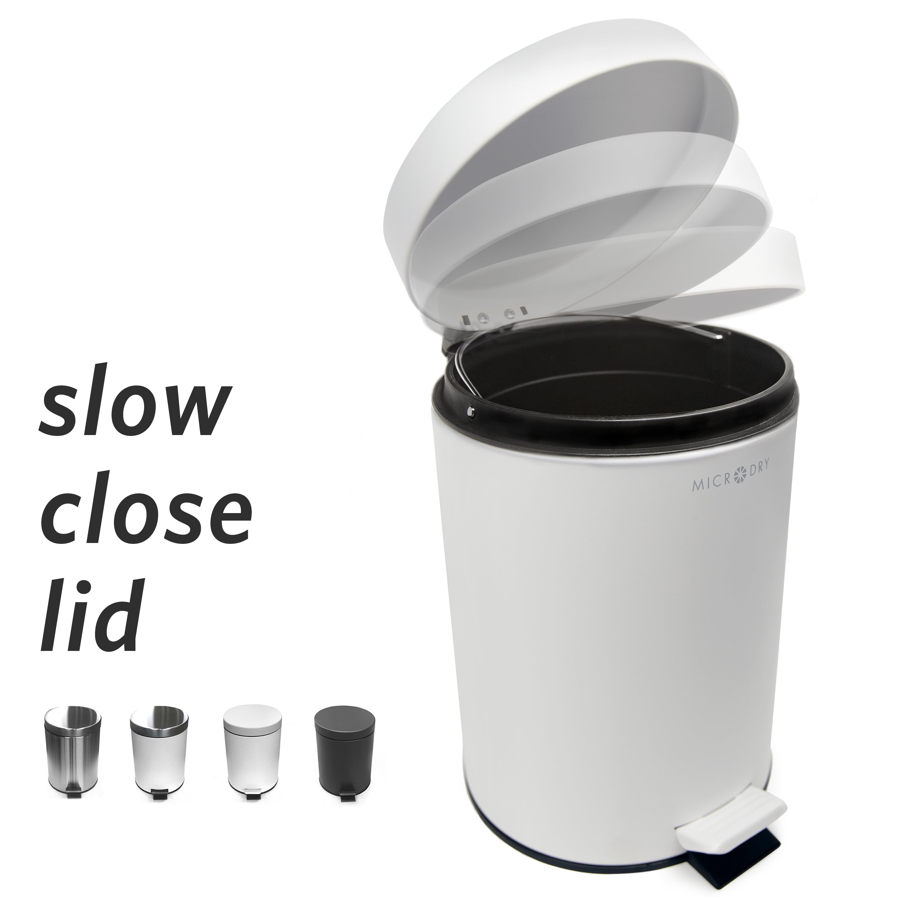 Round Plastic 5L Bathroom Swing Dustbin Recycling Food Rubbish Waste Bins W/ Lid 