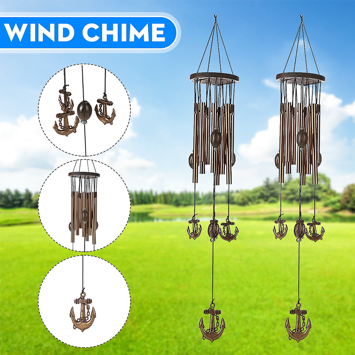 Details about   Copper Wind Chimes Butterfly Owl Birds Hanging Loud Garden Bells Antique Decor 