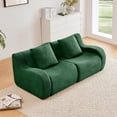 thumbnail image 2 of LiviNest 32D High Density Sponge Sofa with Teddy Fabric, No Assembly Required Anti-Slip Design for Living Room Bedroom, Green, 2 of 6