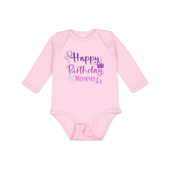Inktastic Purple Happy Birthday Mommy Boys or Girls Long Sleeve Baby Bodysuit