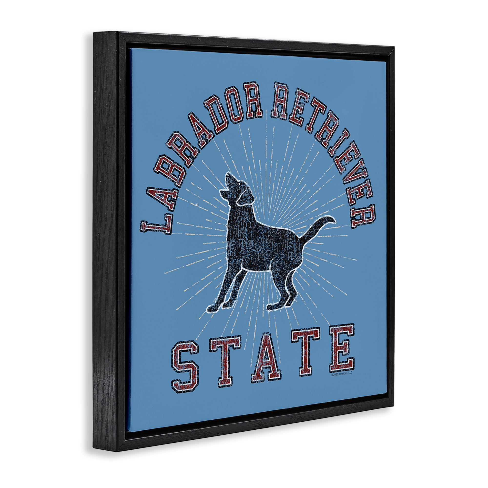 Stupell Industries Varsity Labrador State Novelty & Humor Painting Black Floater Framed Canvas Art Print Wall Art, 25 x 25