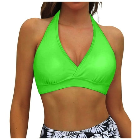 EHRWE Bikini Tops For Women Female Bikini Top Solid Color Push Up Swimsuit Top 2025 Swimwear