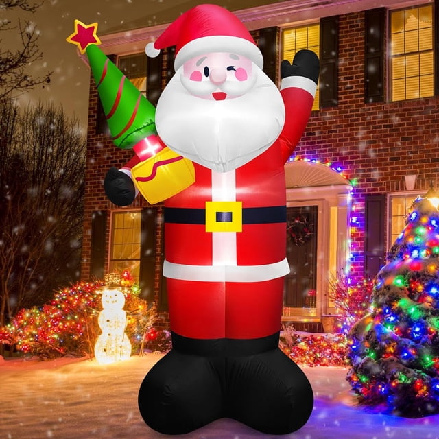 FT Tall Christmas Inflatables Outdoor Decorations Blow Up Snowman Inflatable Candy Cane Buildin Rotating Colorful LEDs Xmas Snow Man Blowups Yard Decoration for Party Holiday Indoor L
