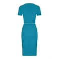 thumbnail image 6 of Jalioing Women's 2 Piece Skirt Set Tight A-Line Midi Skirts with Short Sleeve Crop Top Slim 2PCS Ladies Sets, 6 of 6