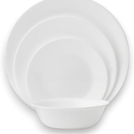 18-Piece Service for 6 Dinnerware Set Triple Layer Glass and Chip Resistant, Lightweight Round Plates and Bowls Set, Winter Frost White