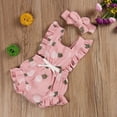thumbnail image 3 of Caoirhny Newborn Baby Girl Summer Romper 0-24 Months Pineapple Print Bubble Romper Ruffle Sleeve Bodysuit with Headband Infant Summer Clothes, 3 of 8
