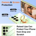 thumbnail image 4 of Baomifa-pour Samsung Galaxy S23 Ultra Étui : avec 2 Protecteurs d'Écran, Support Anneau Rotatif 360° Support Magnétique, Bord Doré Plaqué Étui Protectrice en TPU Souple Antichoc pour S23 Ultra, Vert Pois, 4 of 4