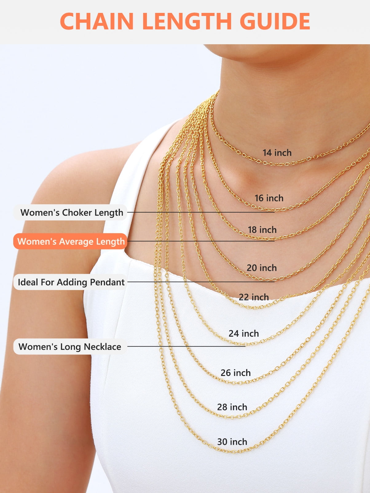 Silvora 14K Gold Plated Chain Necklace for Women Men, 2mm Stainless Steel Necklace for Pendant Gift Jewelry, 30 Inches