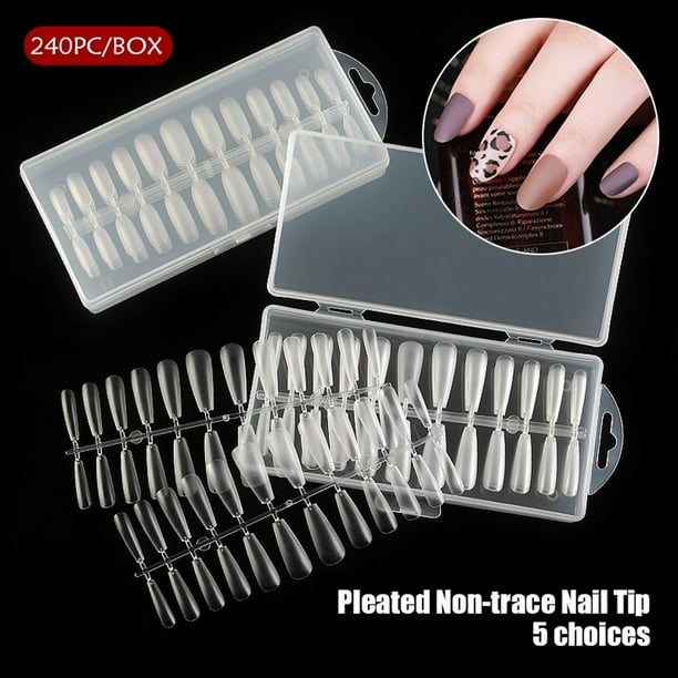 Prolriy Coffin Flat French False Nail Tips Half Nail Art Acrylic Gel C Curve Tips 240pc Walmart Com Walmart Com