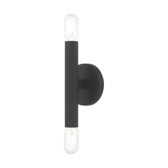 Livex Lighting Copenhagen 2-Light Metal ADA Wall Sconce in Black