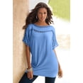 thumbnail image 5 of Roaman's Women's Plus Size Ladder Stitch Tee, 5 of 6
