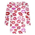 thumbnail image 4 of SZXZYGS T-Shirts Graphiques pour Femmes Crop Top Nœud T-Shirt Manches Trois-Quarts Imprimé Saint-Valentin Col Rond Été 2024, 4 of 4