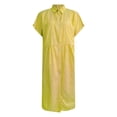 thumbnail image 4 of YDFCWXW Women's Casual Loose Fit Short Sleeve Solid Button Up Shirts Dresses Collared Lapel Maxi Dresses Fashion Clothes (Yellow, S), 4 of 4