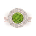 thumbnail image 2 of 2.68 ct Brilliant Round Cut Natural Peridot 18K Rose Gold Halo Solitaire with Accents Engagement Bridal Wedding Ring Band Set size 5.5, 2 of 7