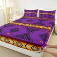 thumbnail image 3 of Feelyou Mystic Hippie Aztec Bed Sheets for Men, Purple Triangle Stripes King Sheets, Vintage Fashion Sheet Set, Ultra Soft Bedroom Decor, 4 Pieces, 3 of 7