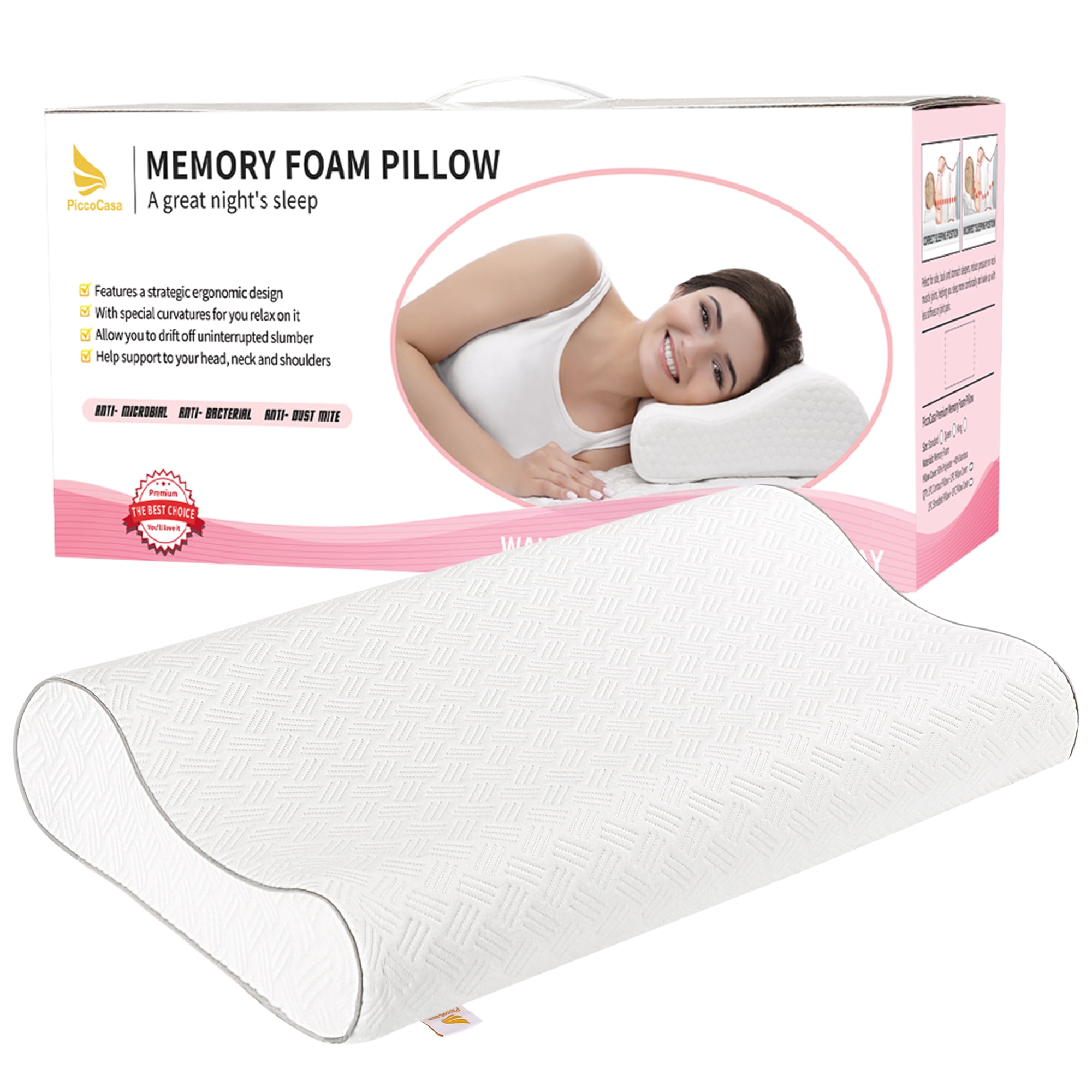Memory Foam Ergonomic Pillow Luxury Flat Cool Gel Pad Hotel Quality Soft Bed UK 