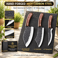 3-Piece Forged Butcher Set with High Carbon Steel and Pear Wood Handles ...